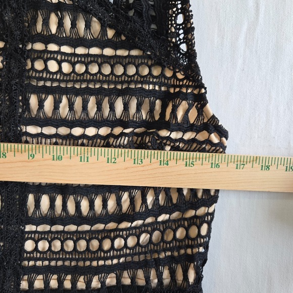 NEW Francescas Black Openweave‎ Crochet Over Nude Lining Dress Size M Whimsigoth - Picture 9 of 9